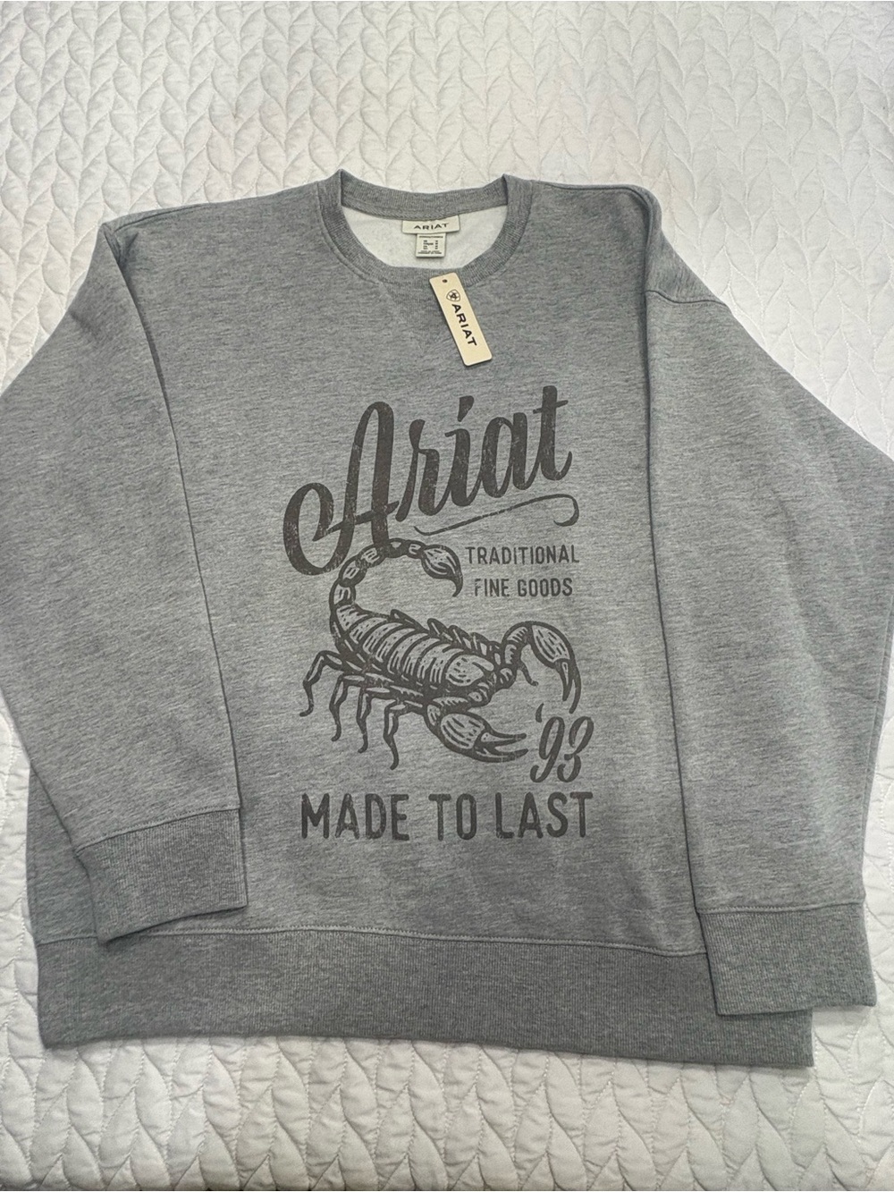 Ariat Heather Gray Crewneck Sweatshirt with Scorpion Print